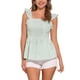 thumbnail image 1 of INSPIRAR CHIC Blusa de cuadros con peplum para mujer, cuello cuadrado, sin mangas, verano, color verde claro, talla M, 1 of 5