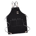 thumbnail image 3 of Tablier en Toile Noire avec Poches Réglables pour Cuisine et Restaurant 24,5 Pouces, 3 of 5