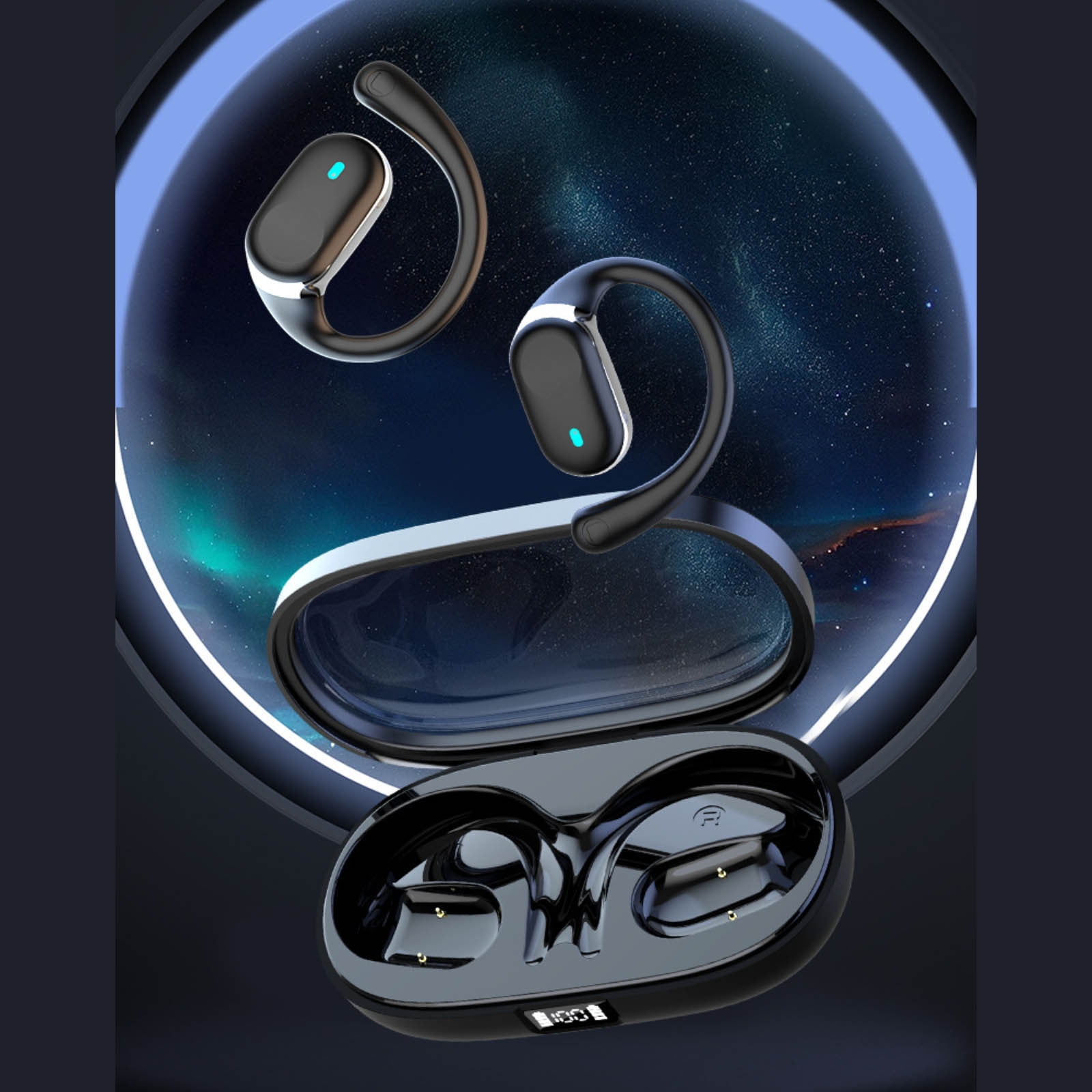 RLATCR Translation 144 Language Wireless Earbuds Bluetooth Headphones, Bluetooth 5.3 Stereo Over Ear Buds,Noise Cancelling Mic Waterproof Headset for Workout