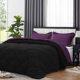 thumbnail image 2 of DNG Creations 3 Piece Reversible Diamond Pattern Comforter Solid - 100% Egyptian Cotton, 800 TC ( Full/ Queen - Size ) All-Season 550 GSM ( Plum/Black Colour ), 2 of 7