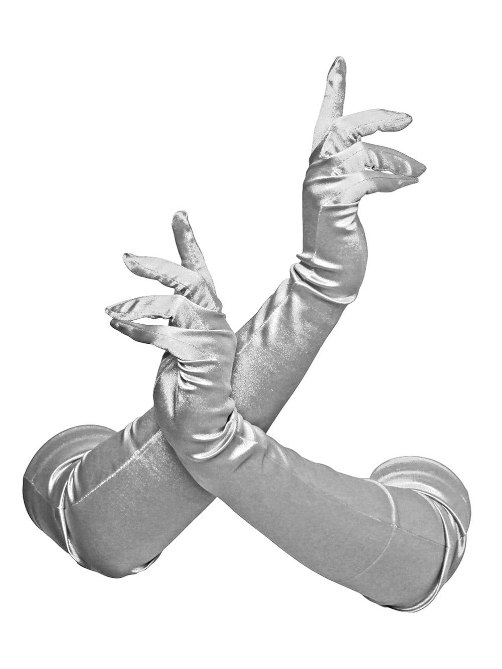 Long Satin Opera Style Gloves Gray 