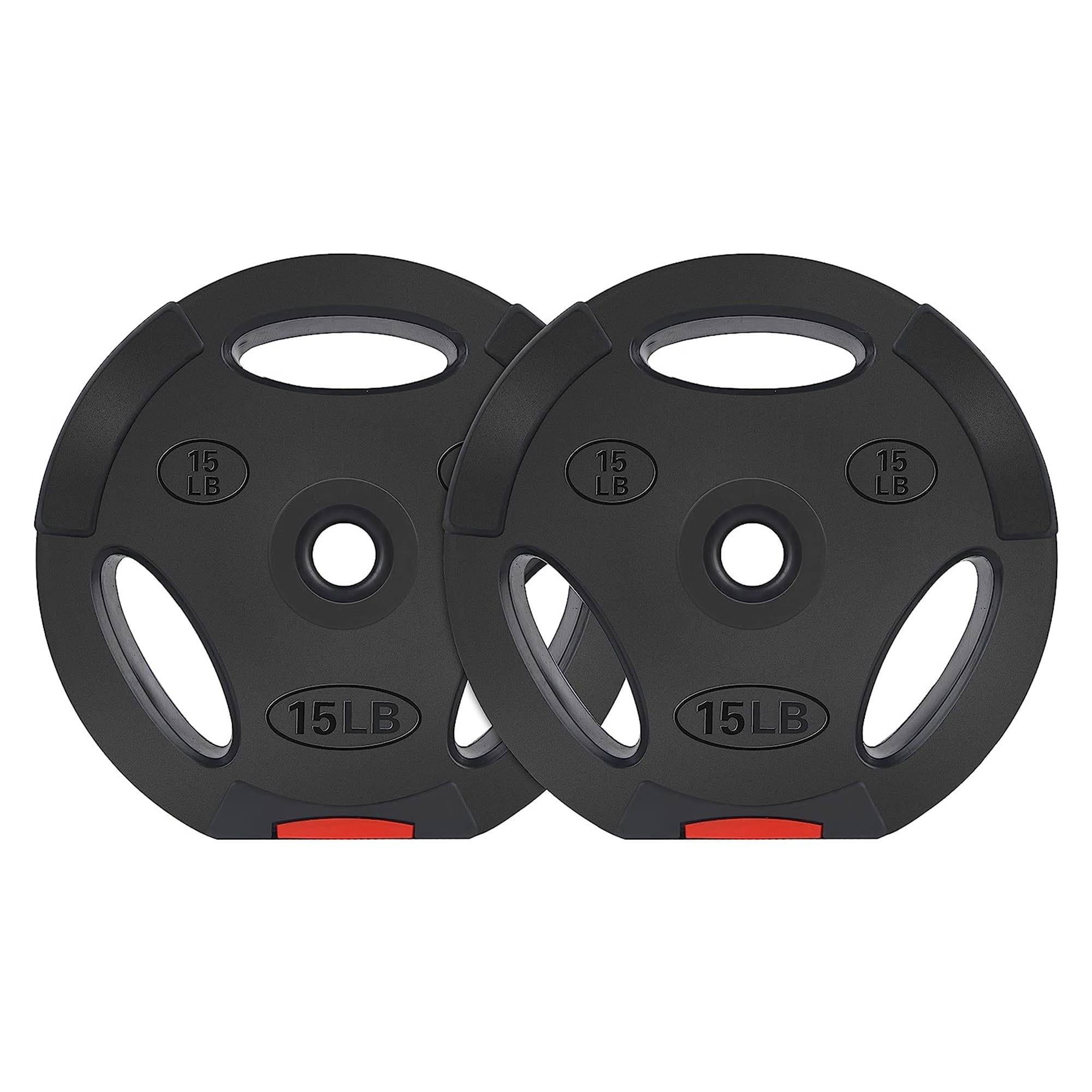 Open Box Signature Fitness Standard 15lb Coded Olympic Weight Plate, Black(2pc)