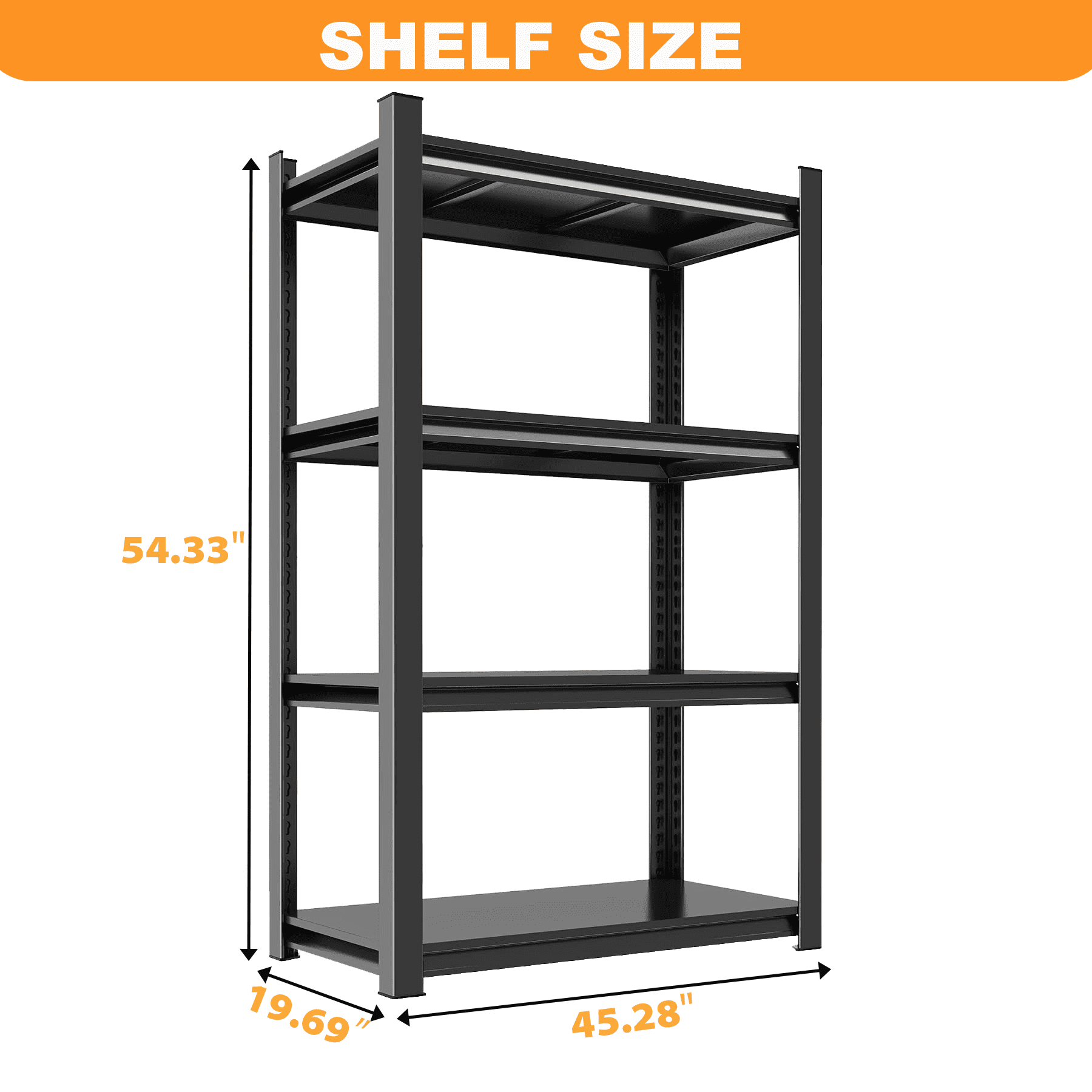 4-Tier Adjustable Height Metal Storage Shelving Unit, Heavy Duty Utility Rack for Basement, Garage, Warehouse, Tools, Supplies & Equipment Storage