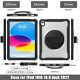 thumbnail image 6 of ELEHOLD Hybrid Rugged Case for iPad 10th Generation 10.9" 2022, Heavy Duty Shockproof Case with 360° Rotatable Handstrap Foldable Kickstand Crossbody Shoulder Strap for iPad 10th Gen,Black, 6 of 8