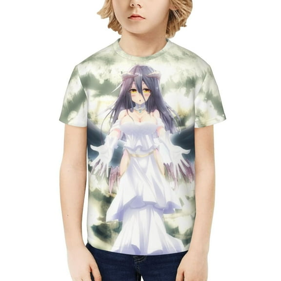 Anime Overlord Albedo Kids T-Shirt 3d Printed Graphic T-Shirts Boys And Girls Short Sleeve Shirts For Youth Kids X-Small