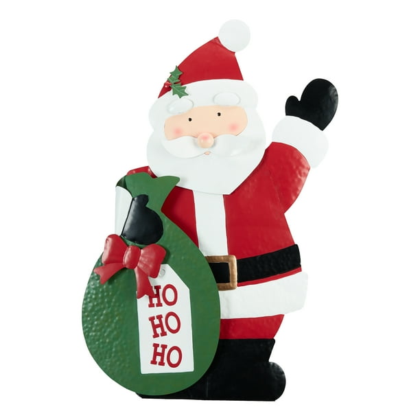 Holiday Time Metal Santa Stake Outdoor Christmas Decoration, 23.5" x 36
