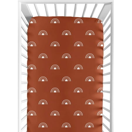 UPC: 0846480089728 | Boho Rainbow Rust and White Fitted Crib Sheet by Sweet Jojo Designs