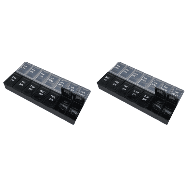 Pastillero Portátil para 7 Días Almacenamiento Pastillas 2 Veces Al Día (pequeño Negro)