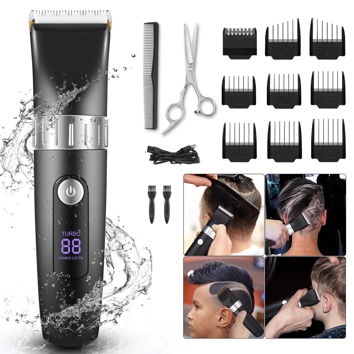 Buy IPX7 Bộ dụng cụ chải tóc nam chống thấm nước dành cho nam, Tông đơ cho  râu, đầu, cơ thể và khuôn mặt với 9 tông đơ cắt tóc Online at