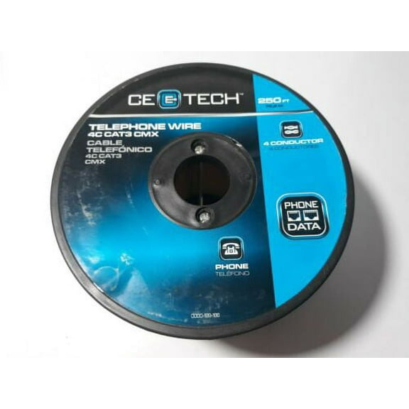 CE TECH Telephone Wire Cable Cord Extension 4C CAT3 CMX 250ft Phone Data