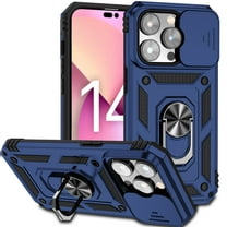 Dteck Armor Case for iPhone 14 Pro Max Stand Case with Slide Camera Cover Kickstand Military Grade Shockproof Heavy Duty Protective Magnetic Case for iPhone 14 Pro Max 6.7-inch,Blue