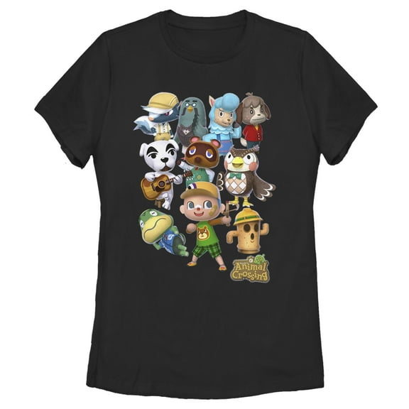 Women's Nintendo Animal Crossing New Leaf Gang  Graphic Tee Black 2X Large