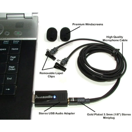 SP-PODCAST-16 - Sound Professionals  - Podcasting Microphone - Computer Podcast Recording System Includes Andrea-USB-SA USB Interface & SP-BMC-3 Stereo Microphones with