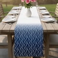 thumbnail image 4 of Modern Navy Blue Table Runner 70 Inches, Abstract Ombre Geometric Morocco Bed Runner Dresser Scarves Tabletop for Indoor Outdoor Parties/Ceremony/Banquet, 13" x 70", 4 of 9