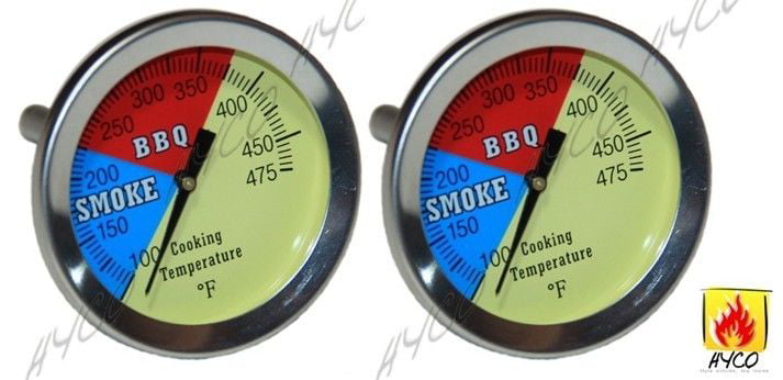 HYCO 3" 475F 2-pack BBQ CHARCOAL GRILL PIT WOOD SMOKER TEMP GAUGE THERMOMETER 