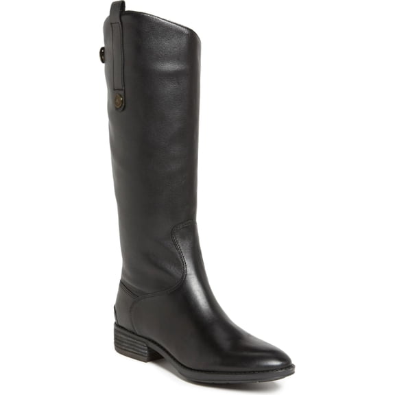 Sam Edelman Women's Penny Knee-High Riding Boots Black Leather 5.5M