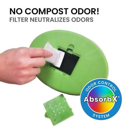 iTouchless - 1.6 Gal. Compost Bin with AbsorbX Odor Filter - Silver