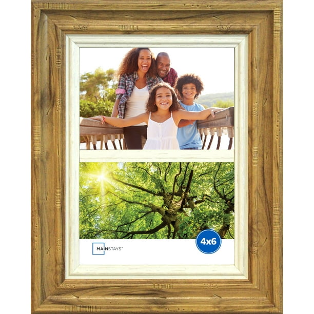 4W Mainstays MS Wide 2Opening 4" x 6" Oak Photo Frame