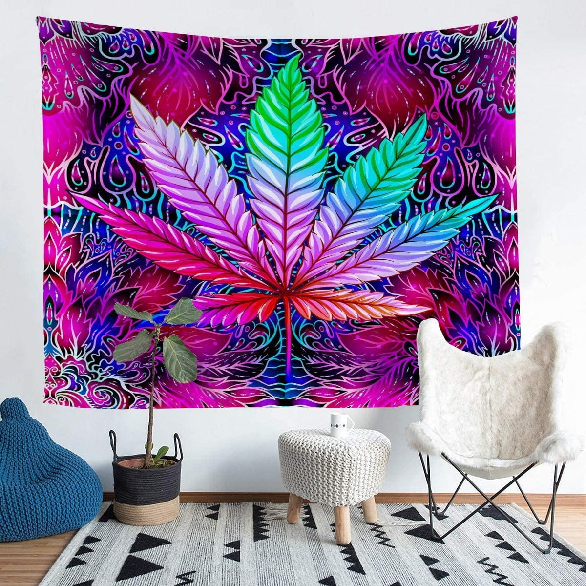 Cannabis Leaves Tapestry Marijuana Leaf Tapestry Wall Hanging Boho Psychedelic Wall Tapestry