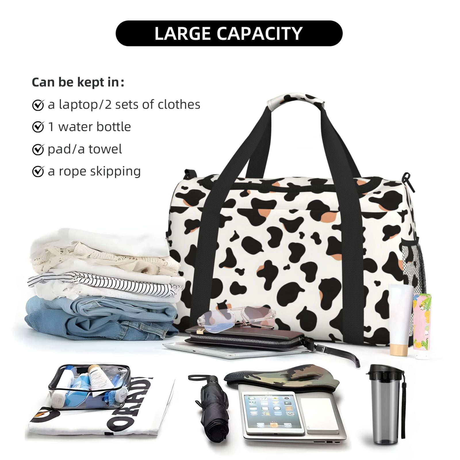Portable Backpack Travel Bag Computer Business Travel Bag 11.8×15.4 Inches Waterproof Type Suitable For Outdoor Hiking And Office Use Simple Cow Print Pattern1_1