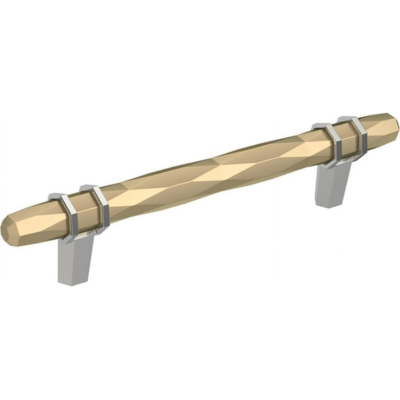 The | Cabinet Pull | Golden Champagne/Polished Chrome | 5-1/16 inch (128 mm) Center-to-Center | London | 1 Pack | Drawer Pull | Drawer Handle | Cabinet Hardware