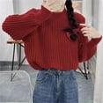 thumbnail image 4 of VISALY Pullover Crewneck Sweatshirt Ribbed Long Sleeve Tops Trendy Long Sleeve Sweater Tops Fall Chunky Cable Knit Pullover Sweaters Pullover Sweaters Hoodies Pullover Pullover Sweaters Red One Size, 4 of 4
