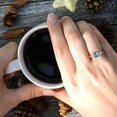 thumbnail image 5 of 2.32 ctw 3 Stone Anniversary Ring for Women | Princess Cut Blue Moissanite | Hyperallergenic Solid 18K Rose Gold, 5 of 5