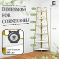 thumbnail image 2 of CAPHAUS Tall Corner Shelf Stand, 6-Tier Display Shelves, Ladder Corner Wood Storage Plant Bookshelf with Metal Frame, Versatile Shelving Unit Bookcase for Home Office Space, Gold, 2 of 8