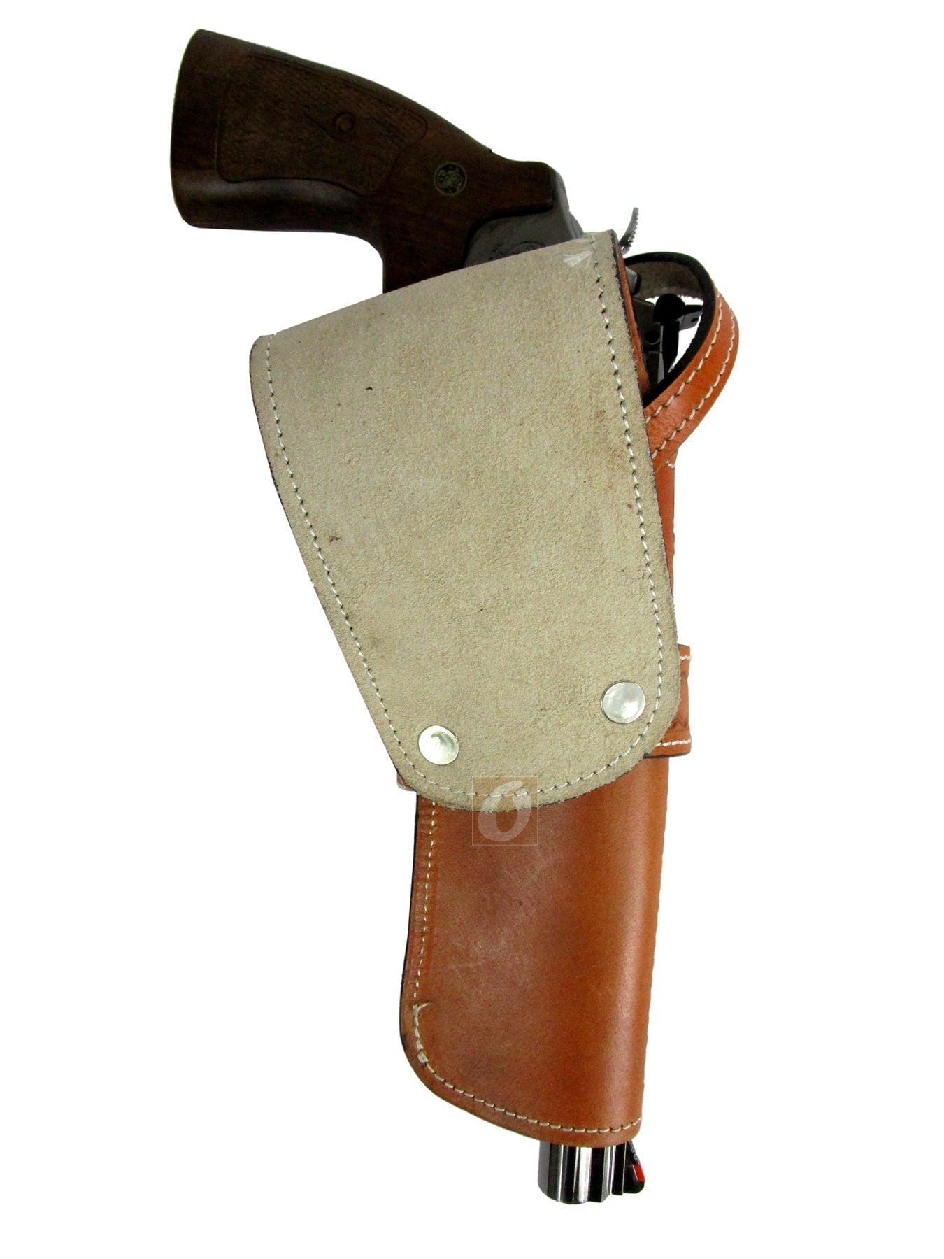 Leather Holster Long Barrel Western Gun Cover Pin Wheel Tooled Tan Color - Left Handed