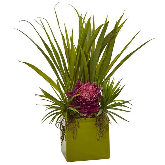 Nearly Natural 6301-MA Tropical And Succulent Artificial Arrangement - Mauve