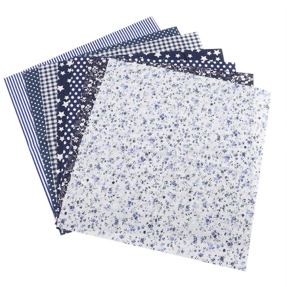 Estrela 7pcs 25*25cm Cotton Fabric DIY Assorted Squares Pre Cut Bedding Kit Quarters Bundle Dark Blue