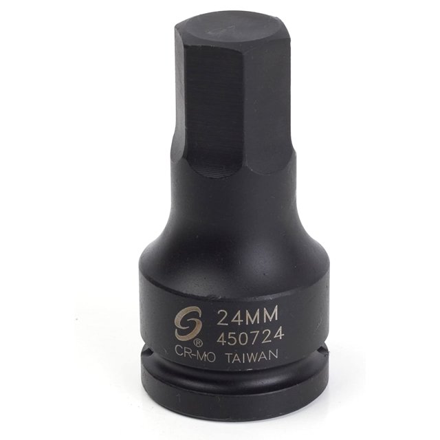 Sunex Tools 450724 Heavy Duty Hex Driver Impact Socket, 3/4 Inch Drive, 24mm