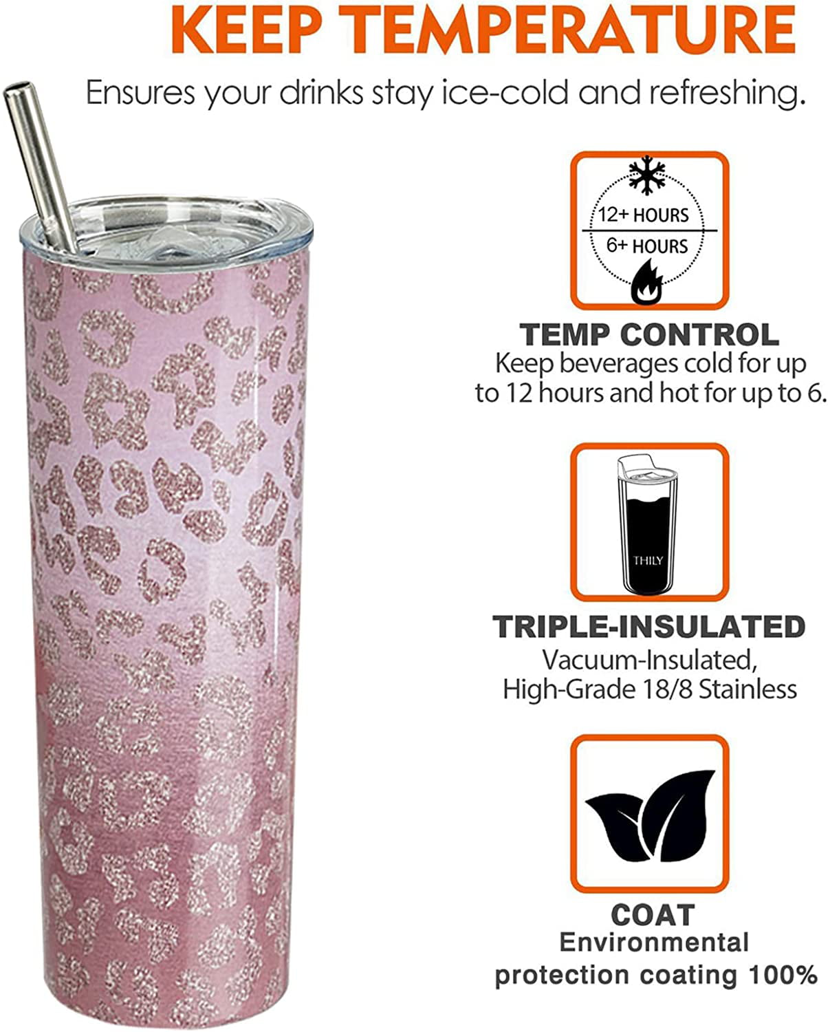 Mimorou 20 oz Leopard Print Tumbler Bulk with Lid and Straw, Skinny  Stainless Steel Travel Tumbler Insulated Coffee Mug with Cleaning Brush for  Hot an for Sale in Chino, CA - OfferUp