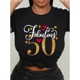 thumbnail image 1 of Chic 50th Birthday Celebration T-Shirt - Casual Crew Neck, Short Sleeve, Machine Washable - Women's Fashion, 1 of 5