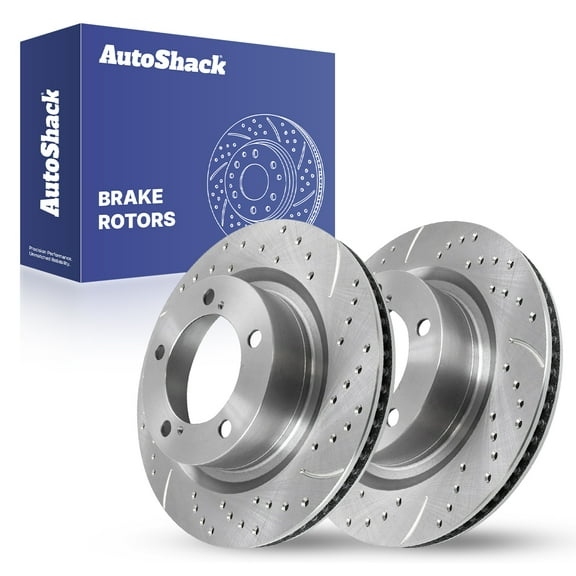 AutoShack Front Brake Rotors for Toyota, Tundra 2007-2021 Sequoia 2008-2022, 4WD RWD V6 4.0L V8 4.6L 4.7L 5.7L - Silver Zinc Coated Drilled & Slotted - SilverShield Pro - 13.94" (354 mm), 5-Lug