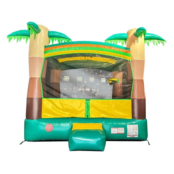 Pogo Crossover Inflatable Bounce House, Deluxe Tropical Jumper (No Blower)
