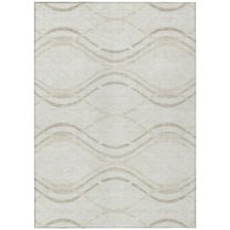 HomeRoots 585263 5 x 8 ft. Abstract Washable Indoor & Outdoor Rectangle Area Rug, Ivory, Beige & Taupe