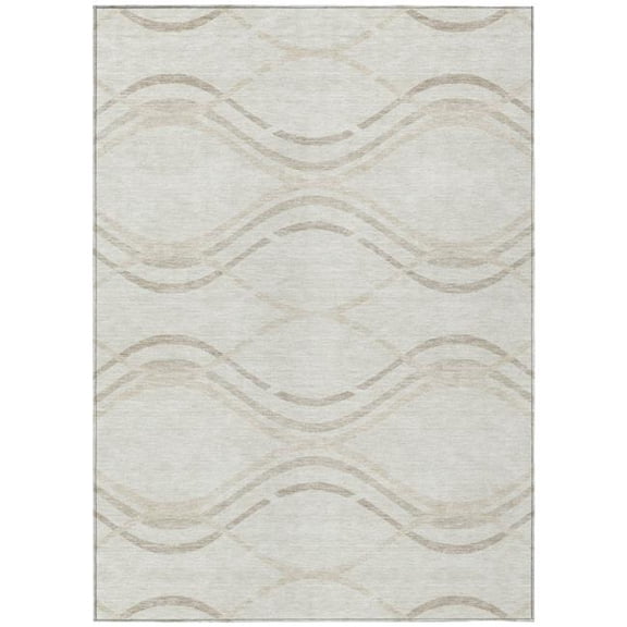 HomeRoots 585263 5 x 8 ft. Abstract Washable Indoor & Outdoor Rectangle Area Rug, Ivory, Beige & Taupe