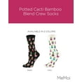 thumbnail image 2 of MeMoi Potted Cacti Bamboo Blend Crew Socks - Womens - Female, One Size, Ivory, 2 of 7