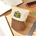 thumbnail image 5 of Collapsible Canvas Pen Pouch, Expandable Zippered Stationery Bag with Embroidery, Multi-Use Cosmetic Organizer for Home, Office & Travel, 5 of 5