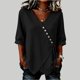 thumbnail image 4 of Neewe Womens 3/4 Sleeve Button Shirts Cotton Linen 3/4 Sleeve Tops V Neck Casual Loose Fit Blouses, 4 of 6