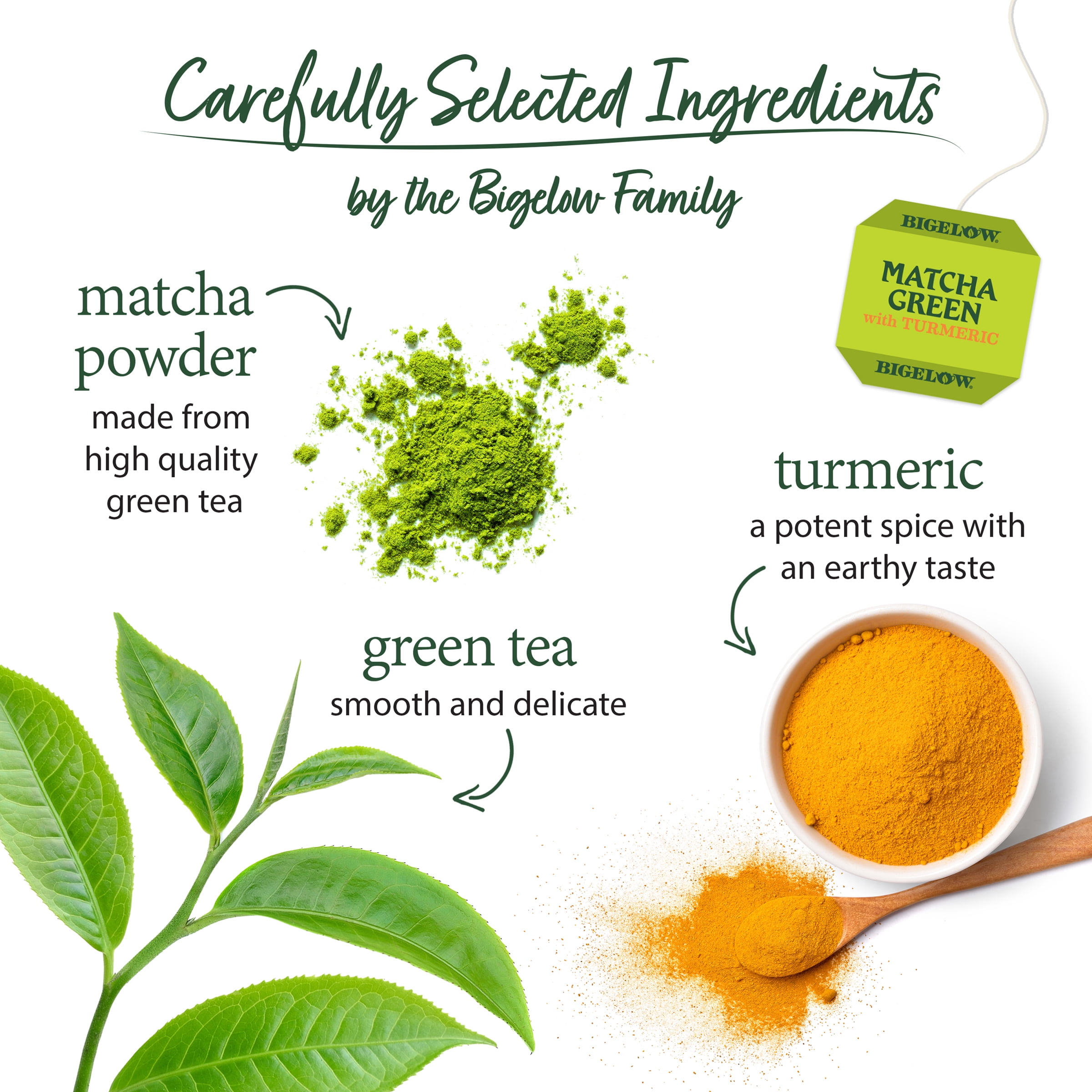 (6 pack) Bigelow Matcha Green Tea with Turmeric, Green Tea Bags, 18 Count