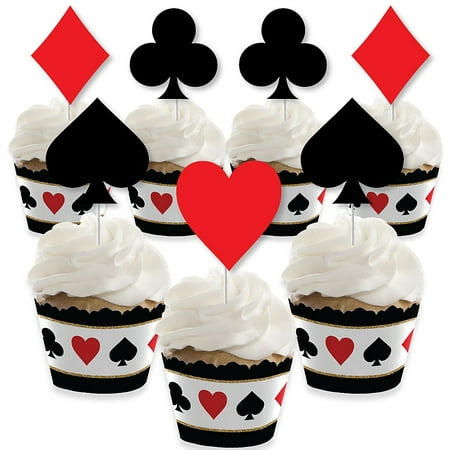 Las Vegas - Cupcake Decoration - Casino Party Cupcake Wrappers and Treat Picks Kit - Set of