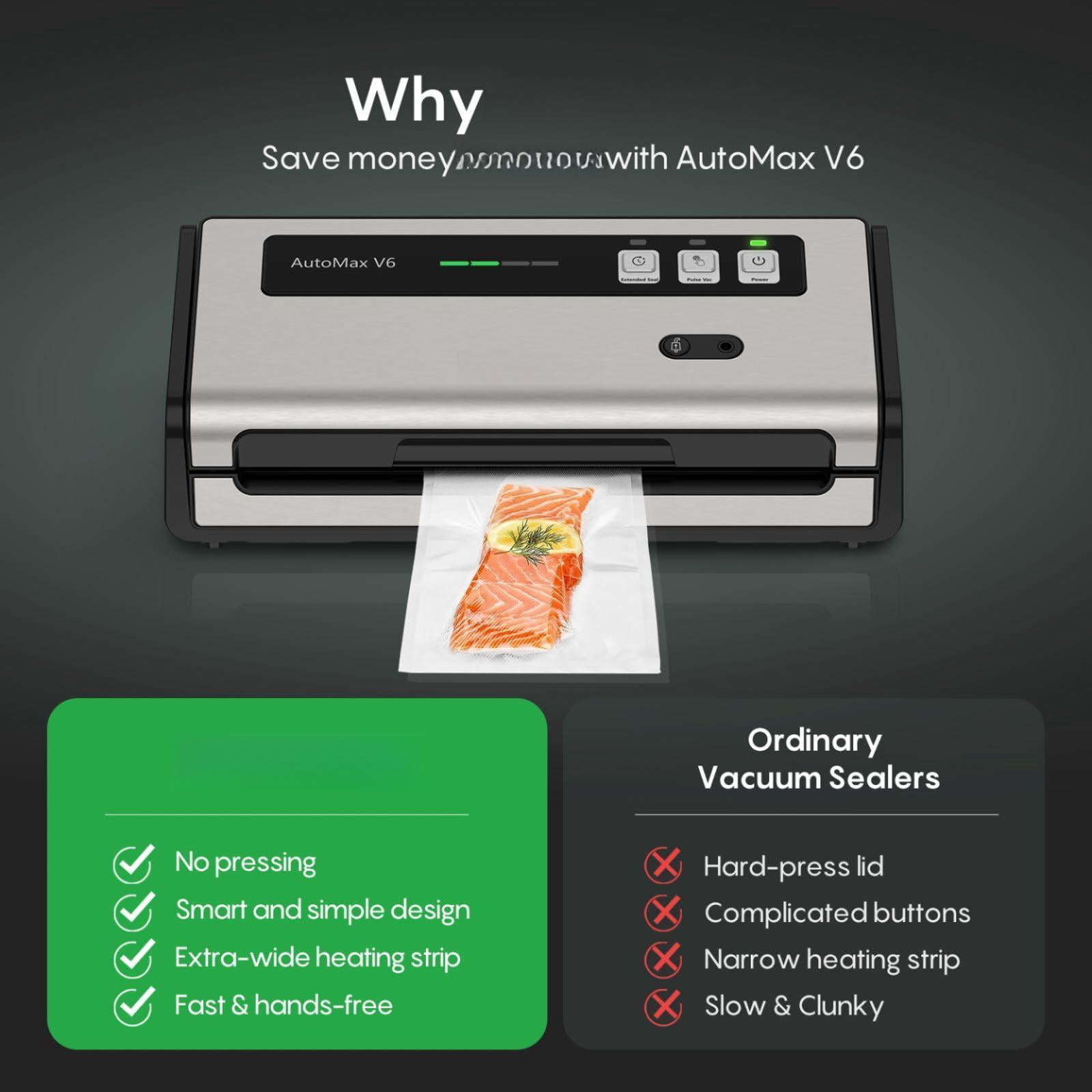 Food Vacuum Sealer Silver Large with Automatic Bag Detection