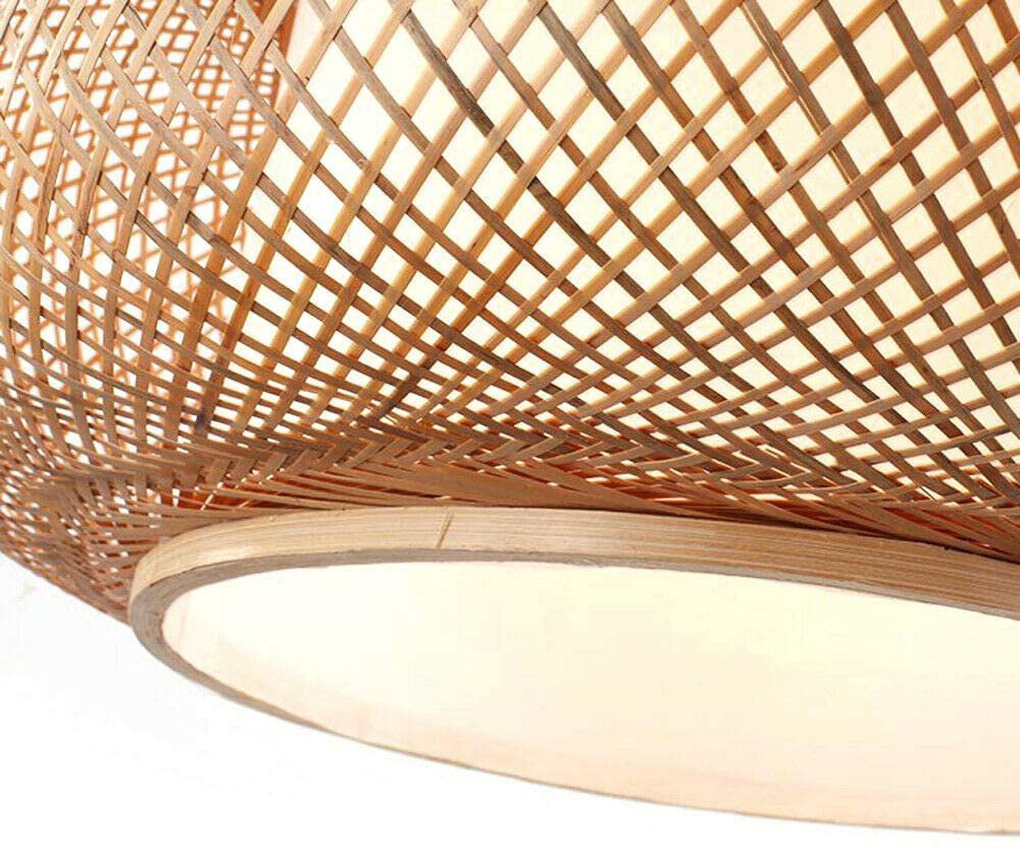ANQIDI Chandelier Lamp, 16" Vintage Bamboo Wicker Rattan Lantern Pendant Light Natural Weaving Wooden Hanging Ceiling Lamp