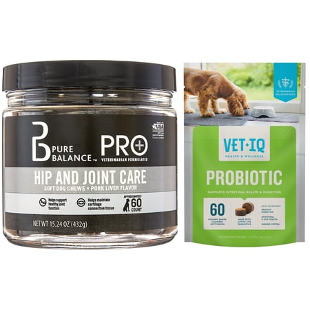 Pure Balance Flex Care & VetIQ Probiotic Soft Chews Dog Supplement Bundle