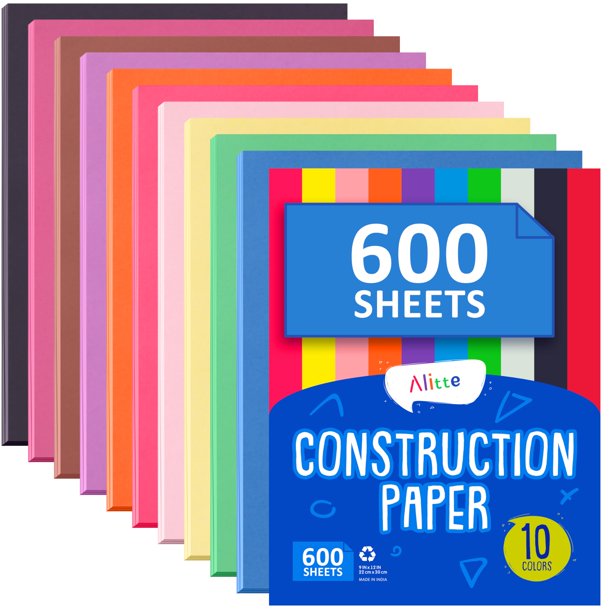 Papel construcción Alitte 600 hojas 22 x 30 cm 10 colores