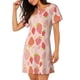 thumbnail image 2 of Fotbe Strawberry Bata de Dormir para Mujer con Estampado, Camisón de Algodón de Manga Corta, Ropa de Dormir Casual, 2 of 6
