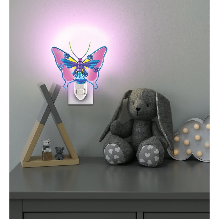 Puzzled Butterfly Glass Art Night Light Plug In Decorative Socket Lamp