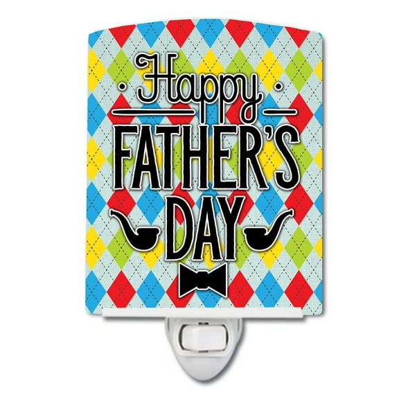 Caroline's Treasures BB5439CNL Happy Father's Day Argyle Ceramic Night Light, 6x4x3", multicolor